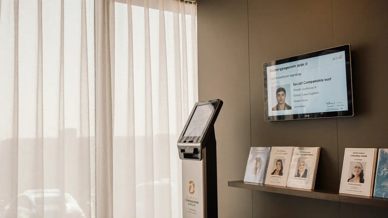 A professional escort agency office with verified ID and booking system in Abu Dhabi.