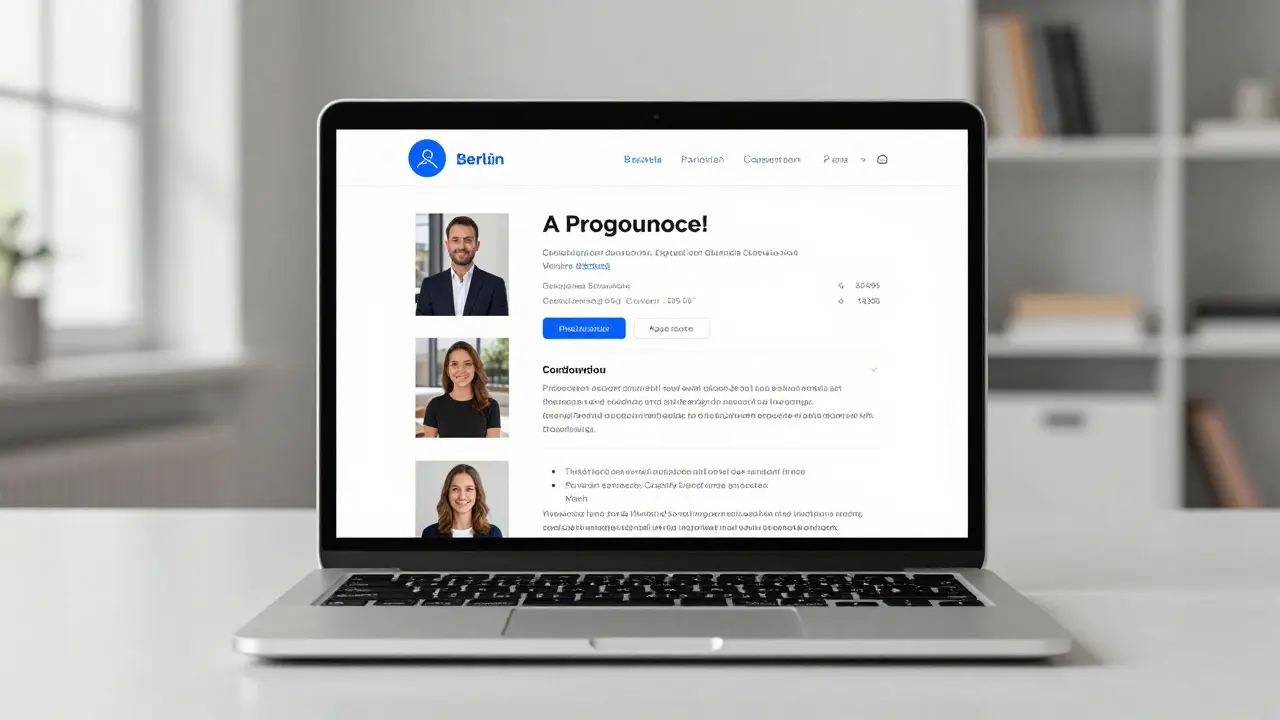 A professional escort profile on a laptop with clear photos and transparent pricing.