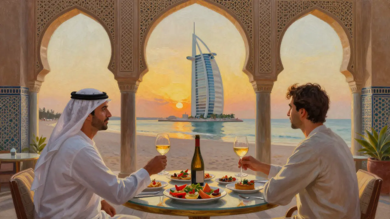 ZA'BE romantic sunset with tapas and wine at Jumeirah Beach Hotel.